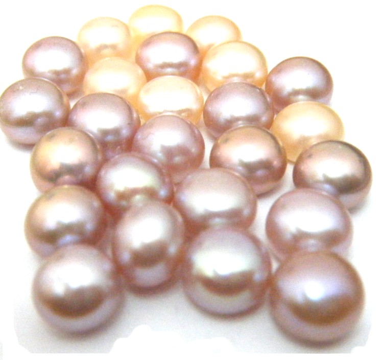 Natural Colours 6-6.5mm Half Drilled Button Single Pearls